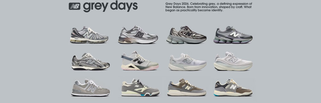 Coleção New Balance Grey Day 2026 na Espaço.Con.