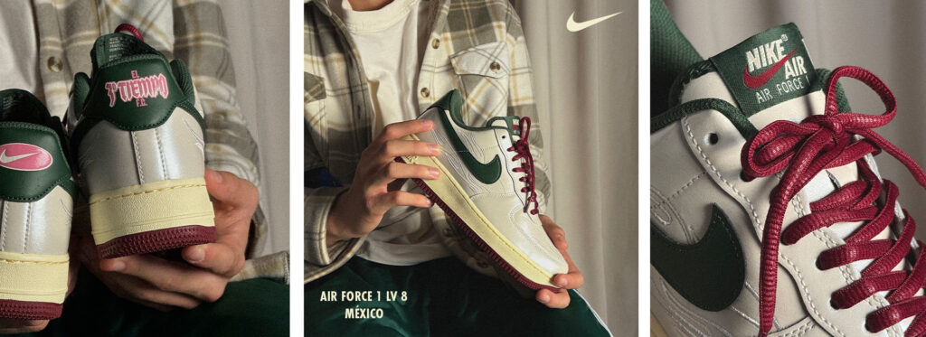 Tênis Nike Air Force 1 V8 com detalhes da coleção México da Nike.